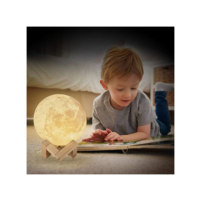 Generic Lampe LED imprimée en 3D représentant la lune, rechargeable,  interrupteur tactile, luminaire décoratif d'intérieur, lumière à couleur  changeante, idéal pour une chambre d'enfant à prix pas cher