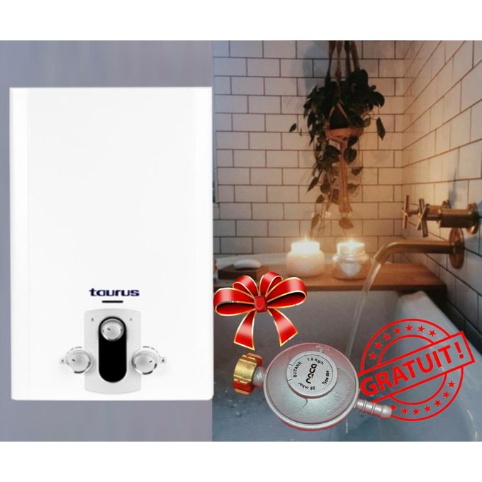 Taurus Chauffe-eau à gaz instantané domestique 10L RIVER + régulateur de gaz basse pression fixe GTRATUIT