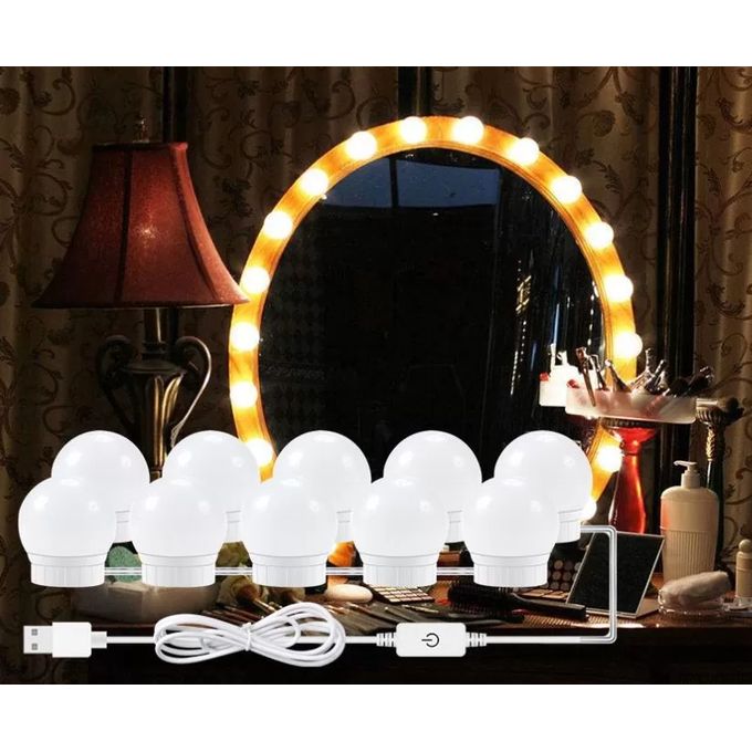 Akynite Lampe de Miroir LED Style Hollywood 10 Ampoules, Câbles