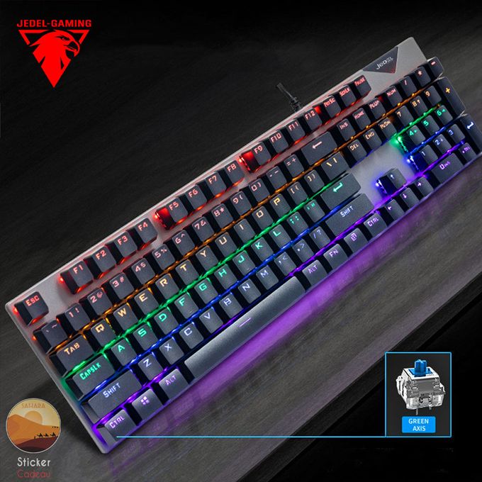 Jedel Clavier Gamer mécanique KL 88 Mode RGB - Bleu Switch