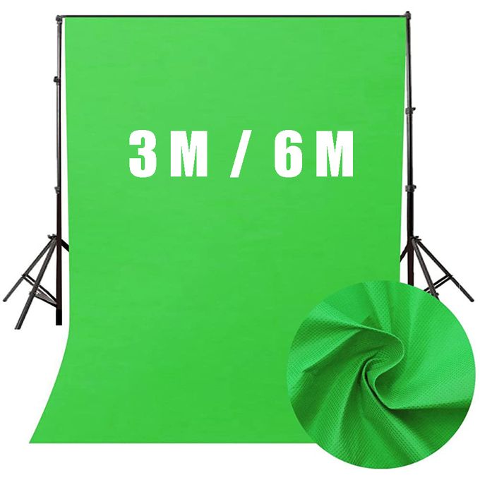 Fond Vert Tissu Toile de 3*6M Arrière-Plan pour Photographie Photo Video avec Cadre Support Trepied 3M