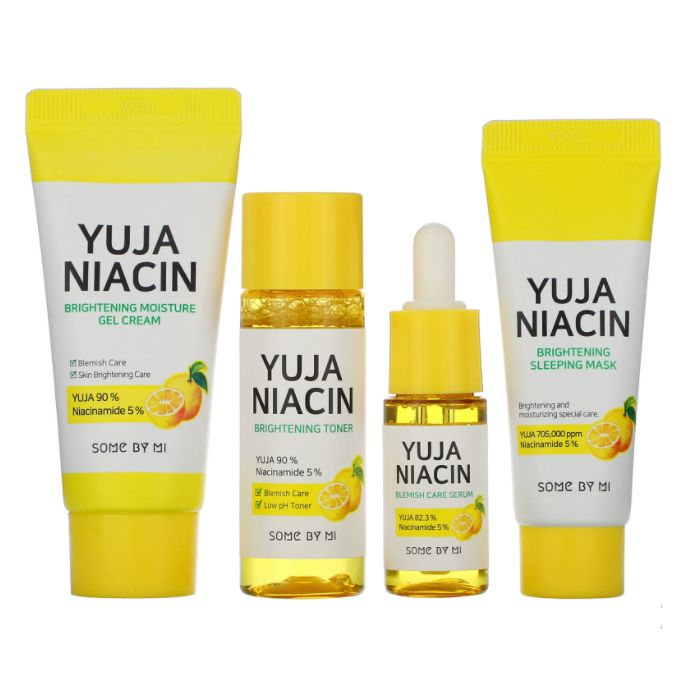 Some By Mi Lotion tonique Yuja Niacin, 30 ml Sérum Yuja Niacin, 10 ml Gel-crème Yuja Niacin, 30 ml Masque de nuit Yuja Niacin, 20 g