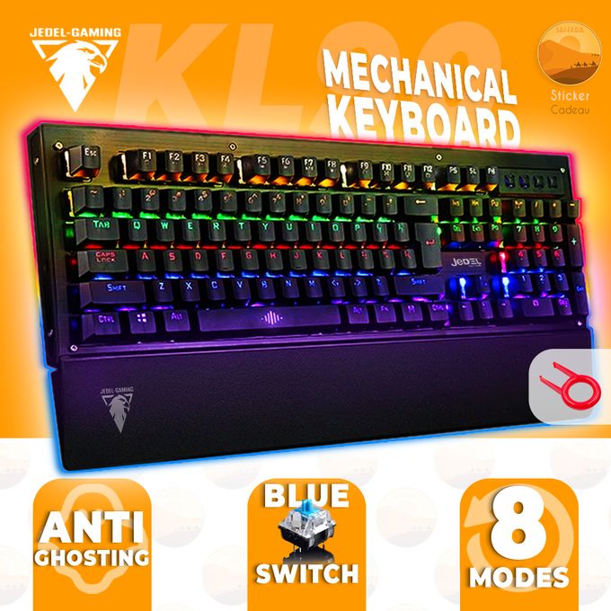 Jedel Clavier Gamer mécanique KL 88 Mode RGB - Bleu Switch