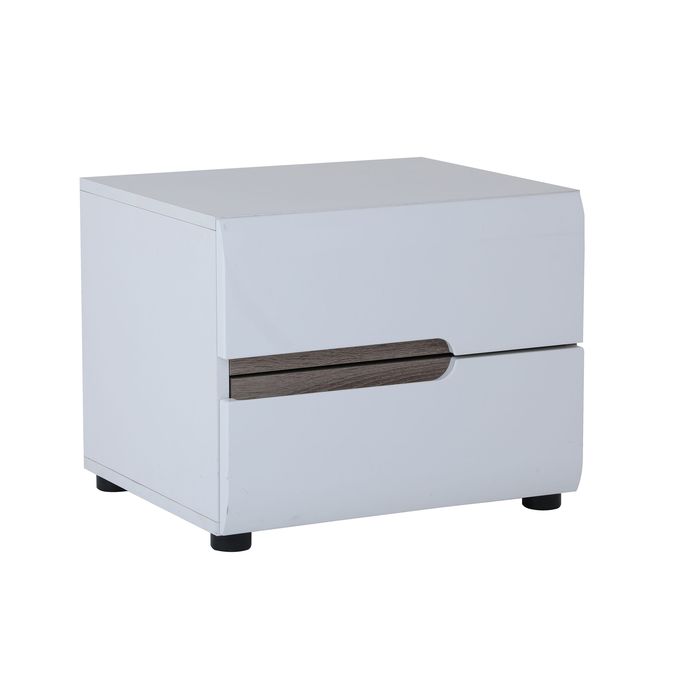 Kitea Table De Chevet LINATE + 2 tiroirs - Blanc / Chêne Beige