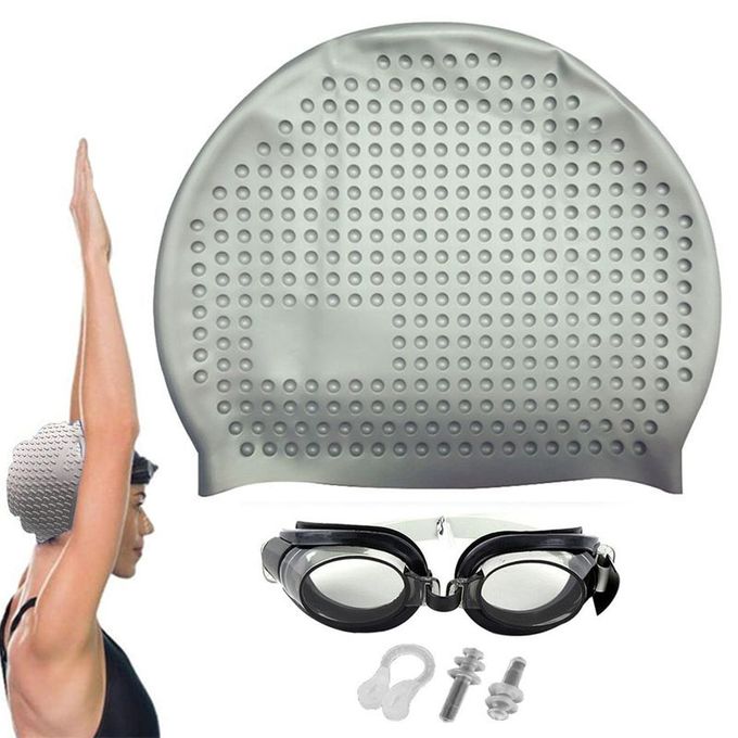 Kit de Natation, Bonnet, Lunettes de plongé,  Pince-nez & bouchon d'oreille