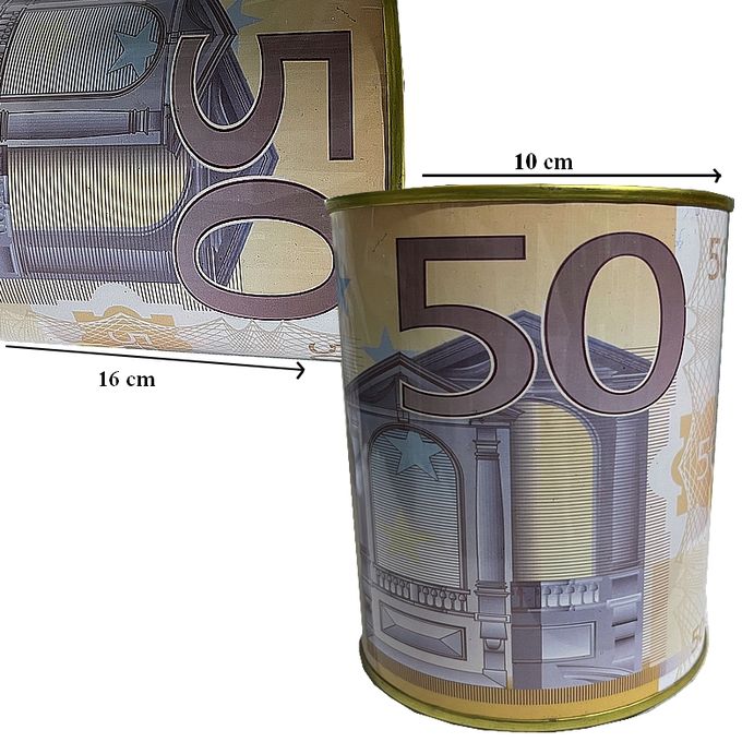 Generic Tirelire à Monnaie en Métal sous forme de boîte cylindre , décorée  Par l'image d'un billet de100 Euros à prix pas cher