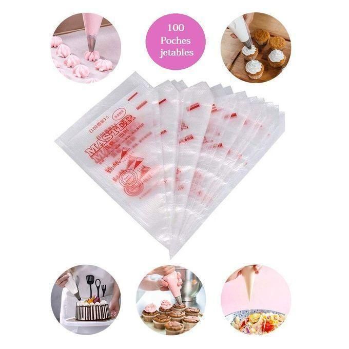 100 PCS épaissi Poches à Douille Jetables Tuyauterie Jetables Pâtisserie Sacs Décoration de