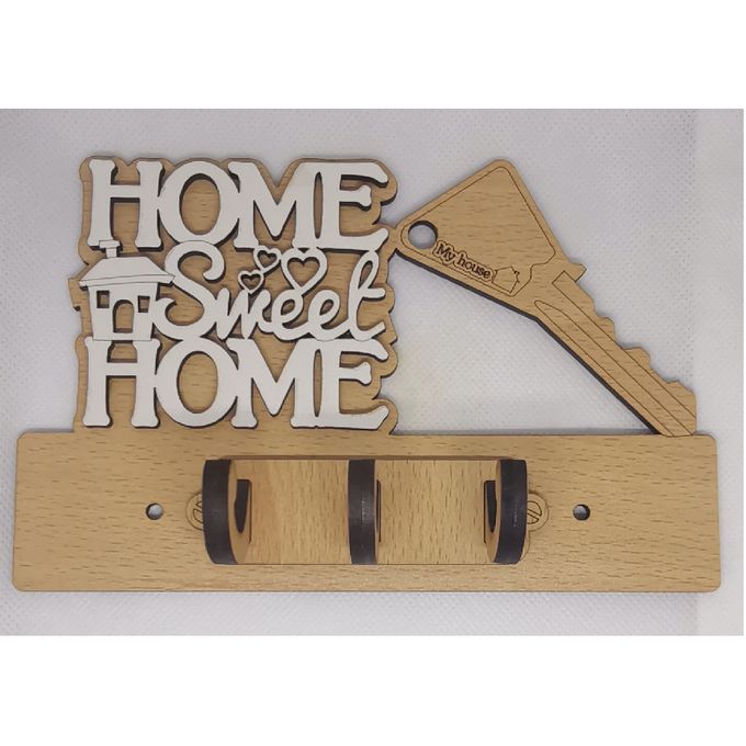 Support Porte clés mural en Bois SWEET HOME