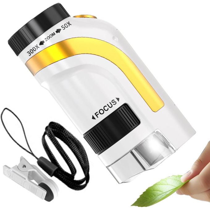 Todeco Microscope pour Enfants 50X-250X, Ensemble Microscope de Poche et de Table 2 en 1, avec Zoom éclairé par LED, pour Les Enfants, Les étudiants, l'observation microbiologique