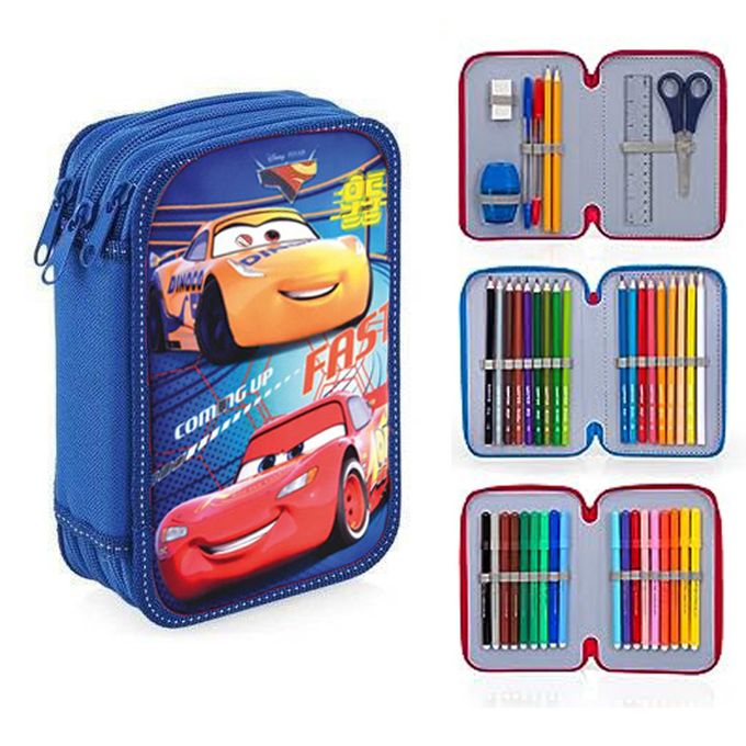 Trousse Scolaire Oxford Kangoo Kids - 3 Compartiments Avec Fermetures Éclair - Rouge - 22,5x11x7 Cm
