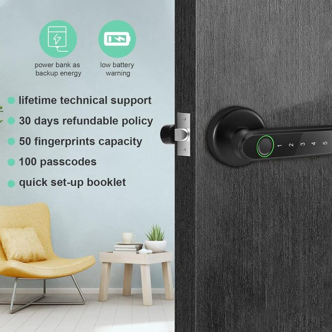 Serrure de Porte Intelligente TYSH avec Application Tuya, Verrou Numérique Électronique Biométrique à Reconnaissance Faciale 3D et Empreinte Digitale, Disponible en 9 Langues