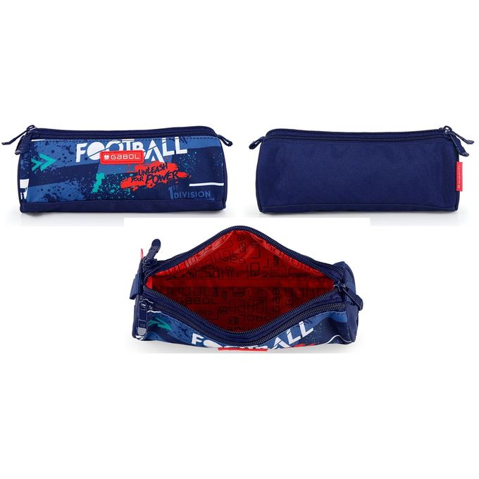Gabol Trousse Scolaire 3 Compartiments Rond Large Fermeture eclair Football Attack