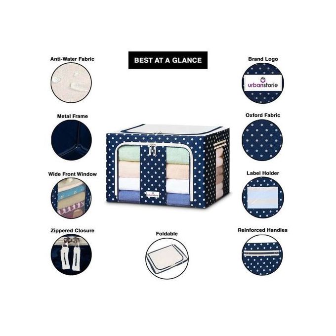 3 Boîtes de rangement 66L transparentes pour vêtements Double fermeture éclair