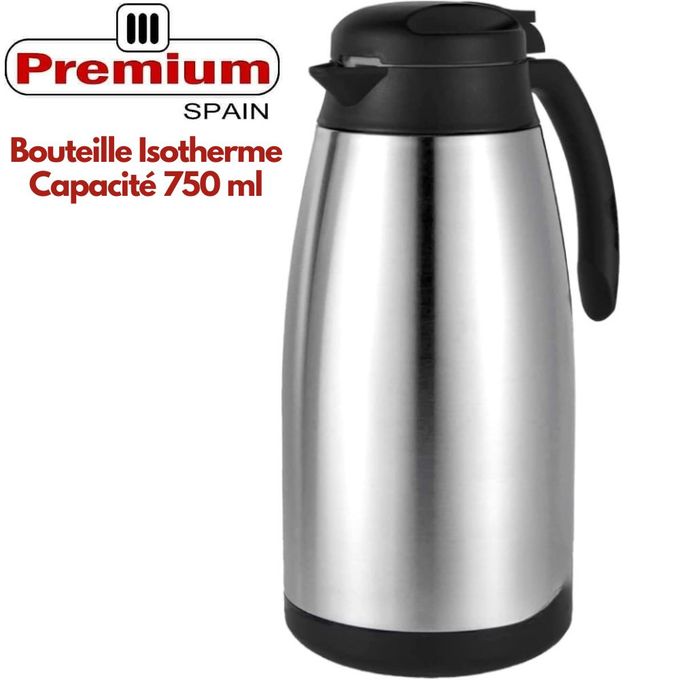 Bouteille Thermos 2,5L – Isolante Double Paroi Acier Inox – Avec Gobelet – Noir
