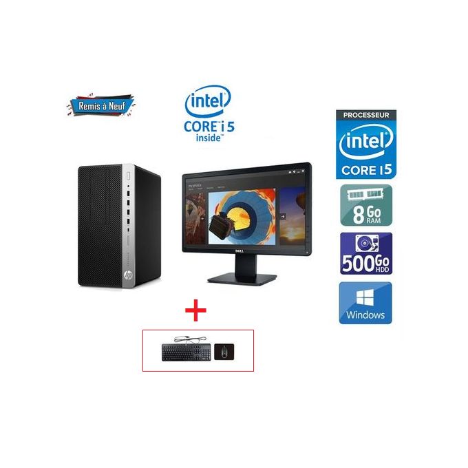 Hp Pack PC bureau complet i5- 6éme Gén-8Go Ram-500Go HDD + Ecran 19 - Remis