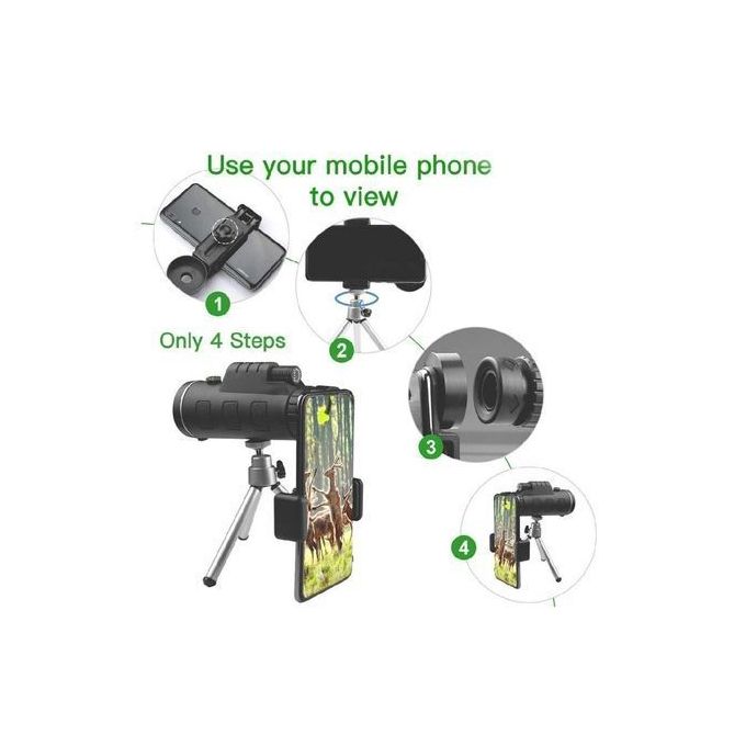Monoculaire 40x60 Télescope Étanche Jumelles Vue Zoomable Optique Visiont, Anti-Brouillard Idéal.