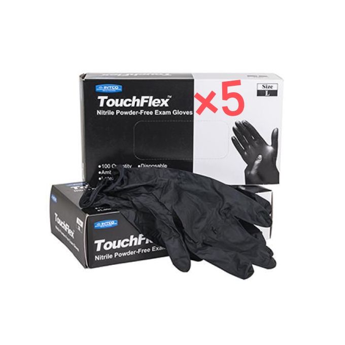 TouchFlex Gants Nitrile Noir 100/boite, Sans Latex /sans Poudre,qualité  Médicale Aql 1.5 à prix pas cher