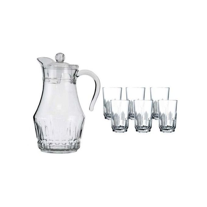 Generic Ensemble de 6pièces en verre+carafe+plateau dorée - Prix pas cher