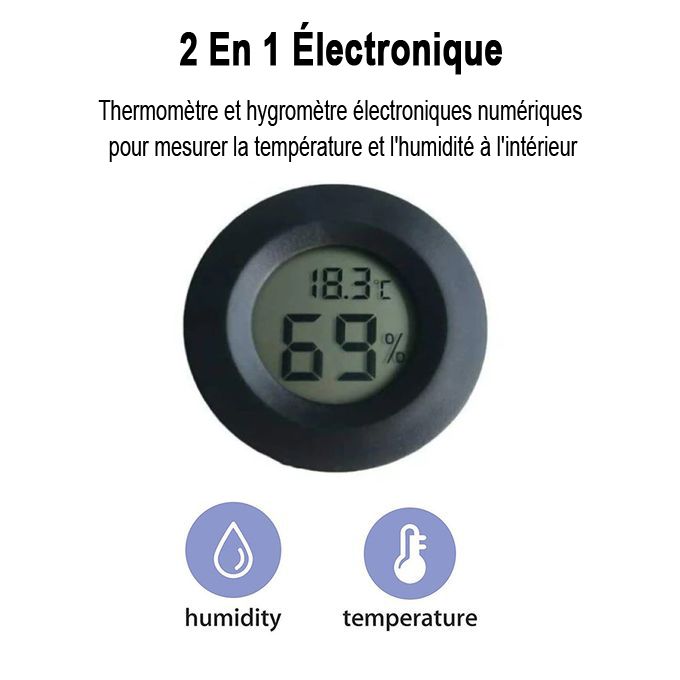 2 en 1 thermomètre hygromètre LCD numérique humidité mètre détecteur  thermographe intérieur chambre Instrument