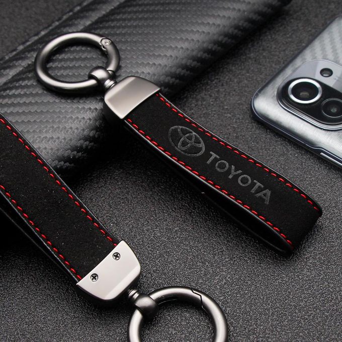 Porte-clés En Cuir Pour Toyota - Lanière Noire Pour Clé De Voiture