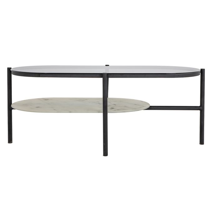 Kitea Table basse SHILDON En Marbre + Verre -  Noir