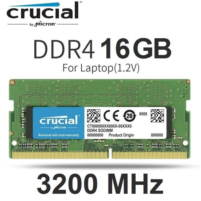 Memoire RAM pour ordinateur portable Crucial 16GB DDR4 3200MHz | Cameroun