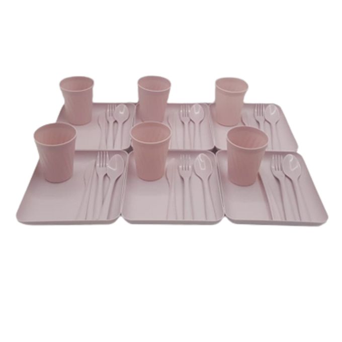 COM-FOUR® 31x Set de Pique-Nique - Vaisselle réutilisable pour 6 Personnes  - Mallette de Pique-Nique - kit Pique niques (Rose) : : Jardin