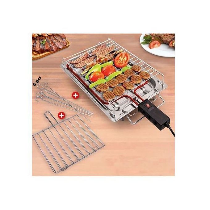 General Grill électriques de Table // Barbecue Électrique inox + 6 Brochettes + Grille