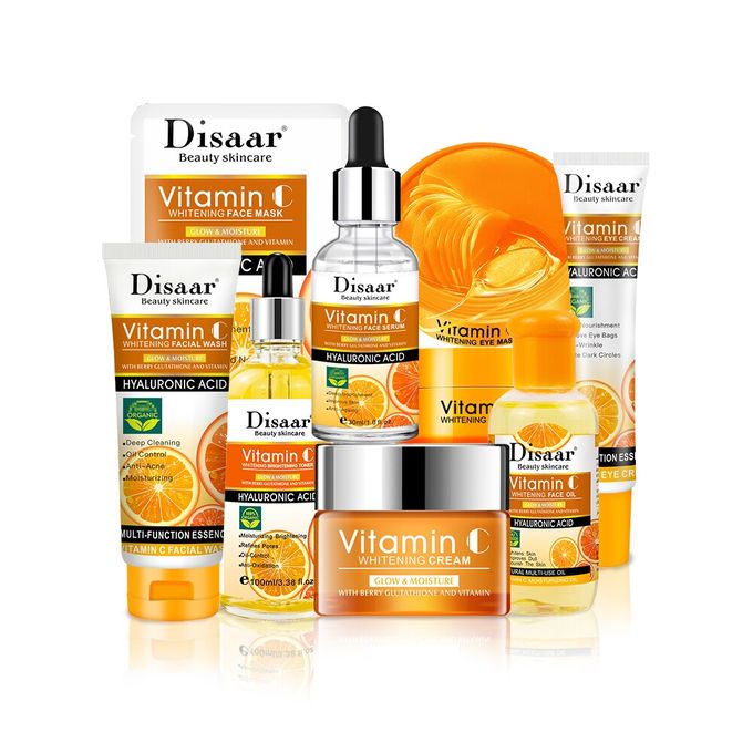 Disaar Pack de soins visage à la vitamine C crème blanchissante masque facial nettoyage sérum masque yeux