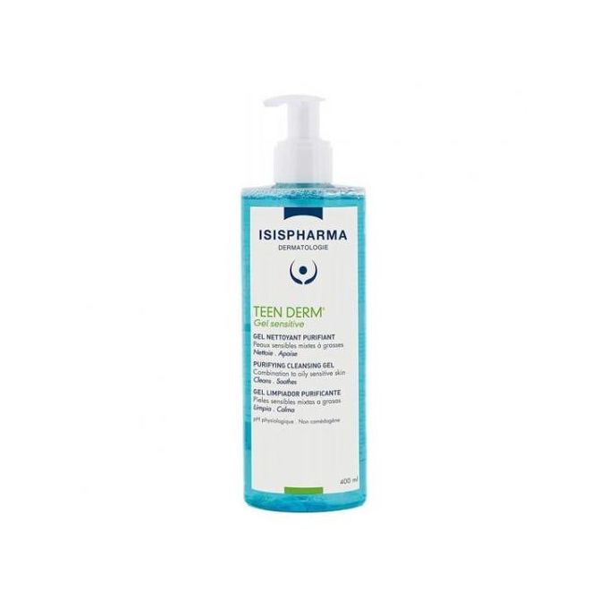 Isis Pharma Teen Derm Gel Sensitive Gel Nettoyant Purifiant Peau grasse à imperfections 400ml