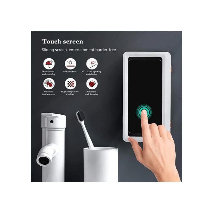 Yorimi Support de téléphone de Douche, Support de Tablette de Douche Mural,  Support de Tablette étanche à écran Tactile étui de Douche sans Perforation  pour Salle de Bain Toilette Cuisine : 