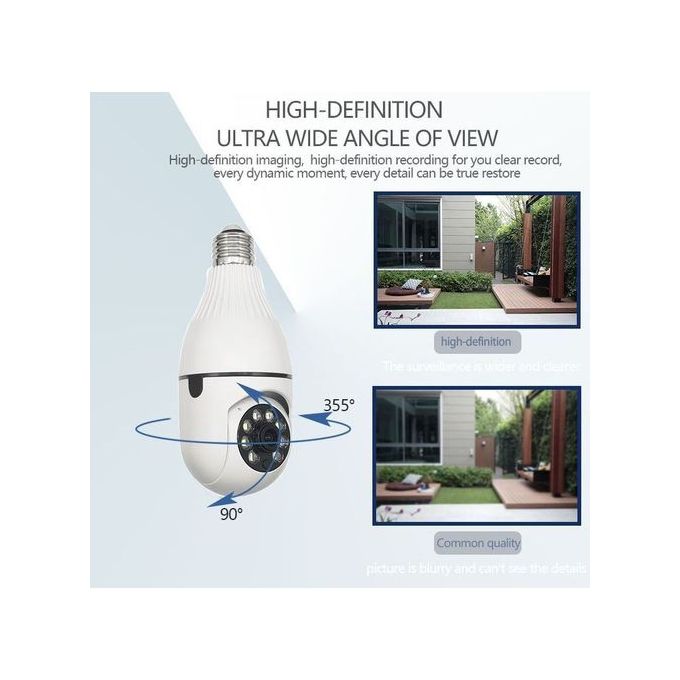 ampoule camera de surveillance wifi, lampe camera PTZ 1080P rotation 360 E27