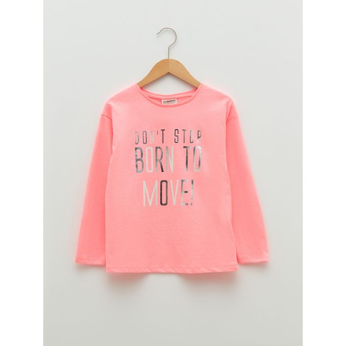 Lc Waikiki T-shirt pour fille à col ras et à manches longues imprimées