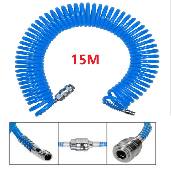 Tuyau à air comprimé spiralé 6 m avec raccord rapide et protection  anti-torsion, diamètre intérieur 6,5 mm x extérieur 10 mm, pression de  service 10 bar, en polyuréthane, 1/4 : : Bricolage