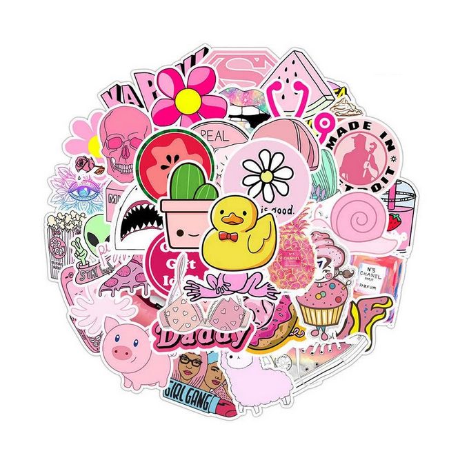 50 PCS PINK stickers VSCO Sticker Cute Anime Girls Laptop Vinyl Decal ship  free $5.20 - PicClick