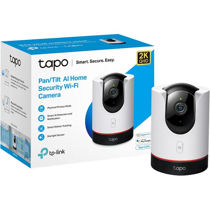 TP-Link Tapo C225 Caméra Wi-Fi de sécurité 4MP 2K QHD 360° inclinable, détection d'IA