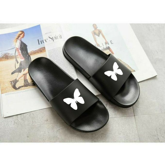 SANDALES/CLAQUETTES UNISEX  BUTTERFLY CUIR NOIR ORIGINAL