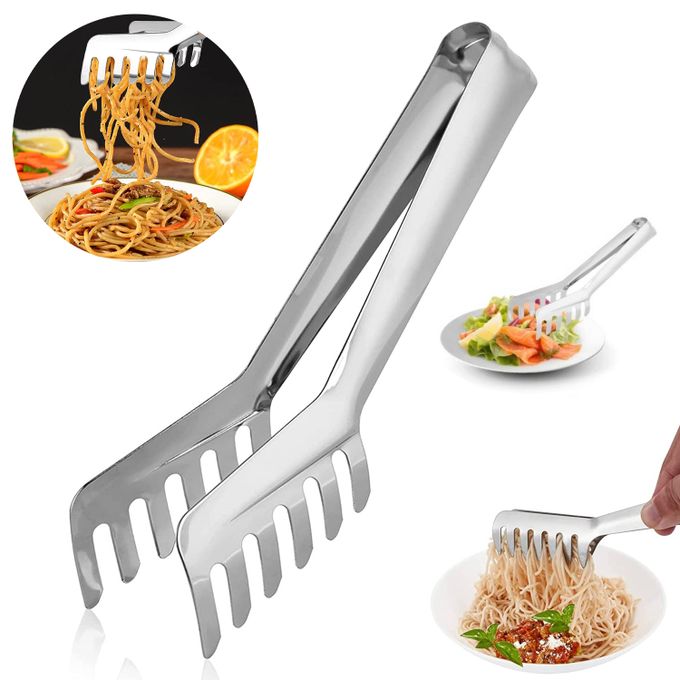 2x Pince à spaghetti en acier inoxydable, couvert à salade pour buffet,  pour lave-vaisselle, 20 cm, argenté