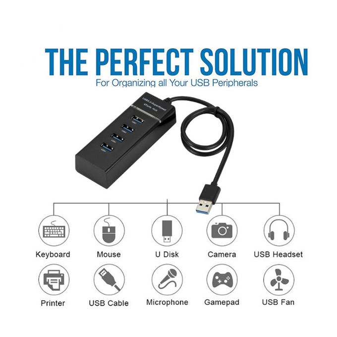 Hub USB Adaptateur Alimenté 4 Ports USB (3.0) à Haute Vitesse 5GBps  SuperSpeed à prix pas cher