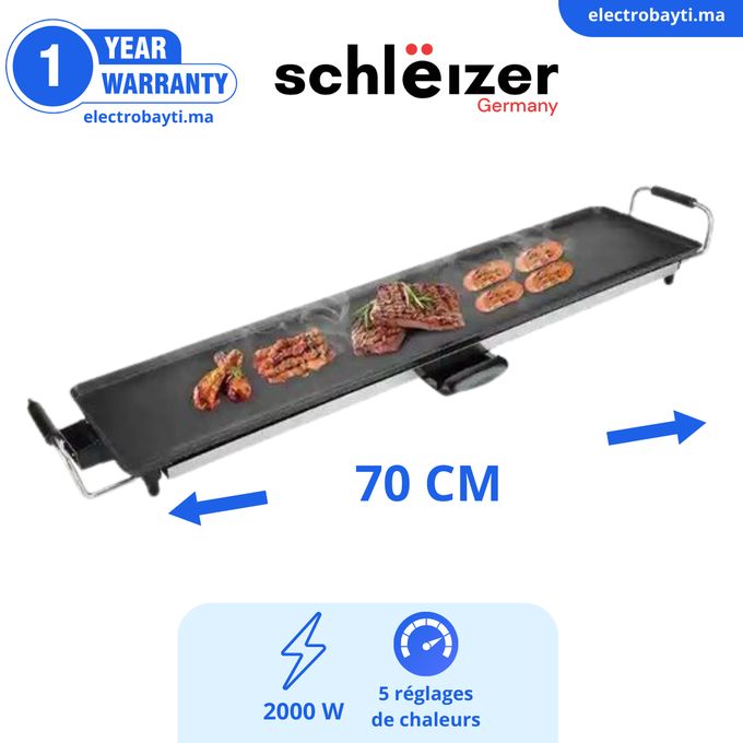 schlëizer Grille/planche de cuisson 70cm antiadhésif électrique 2000W