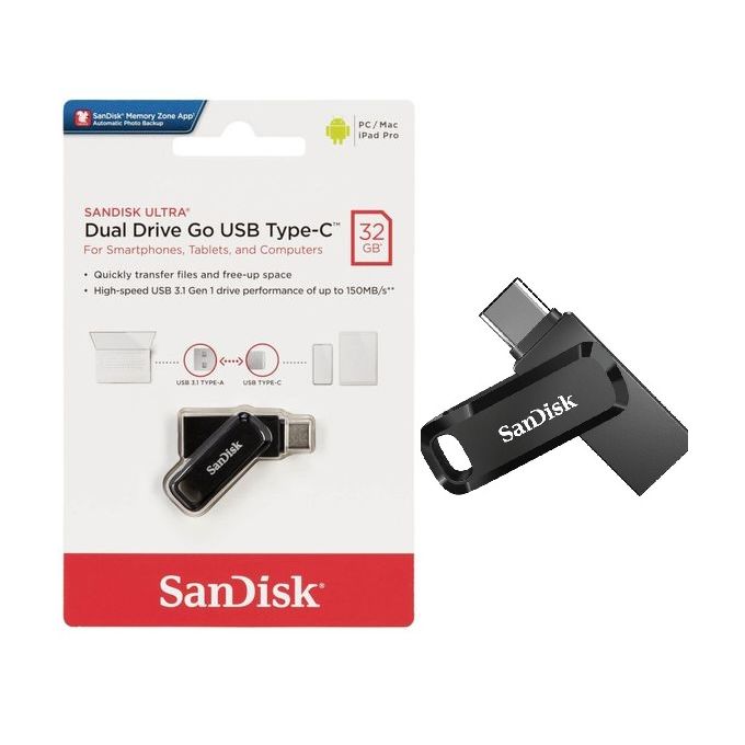 Sandisk 32Go USB 3.1 + Type C Ultra - Clé USB Sandisk