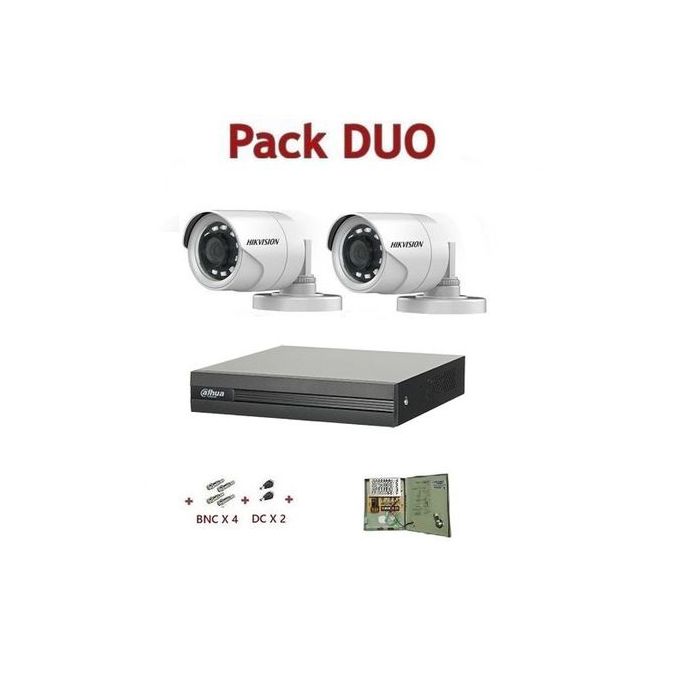 Hikvision Pack Système de Surveillance de DVR 4 port et 2 Caméras d'exterieur 2MP