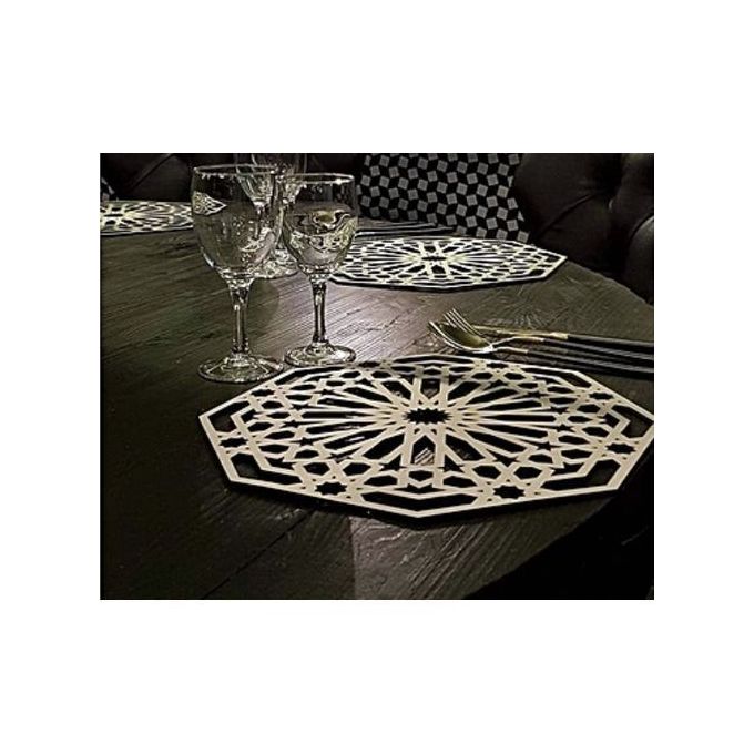 Set de table en Bois ; 4 sous plat  + 4 sous verre.