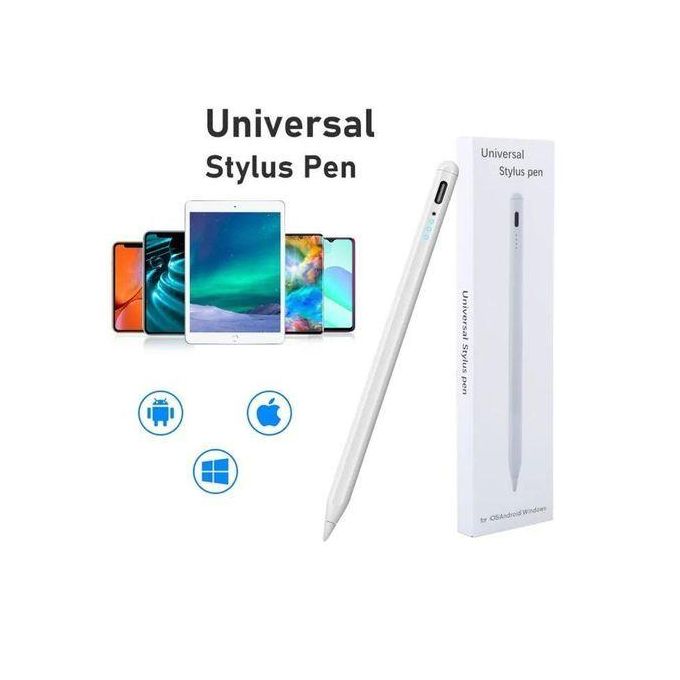Stylet Tactile Universel Dinow - Compatible IPad, Android, Smartphones - Avec Embouts Rechange Et Charge USB-C