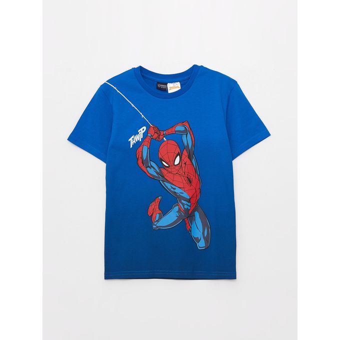 Lc Waikiki T-shirt pour garçon à col ras imprimé Spiderman et à manches courtes