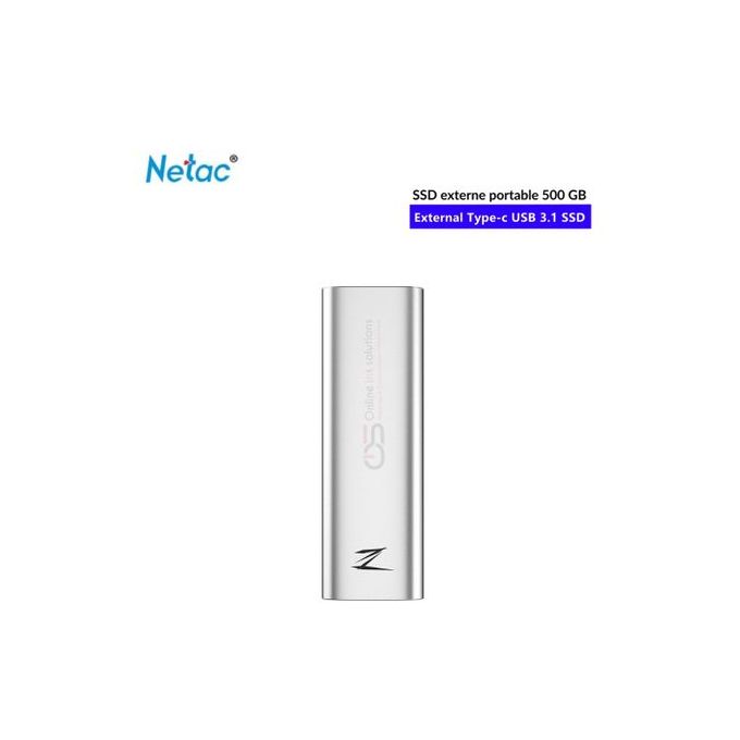 Disque dur externe SSD slim NETAC 500 GO (NT01ZSLIM-500G-32SL) à