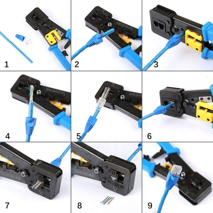 Pince Professionnel à sertir RJ45 RJ12 RJ11 - Avec Crémaillère - MNA-TOGO