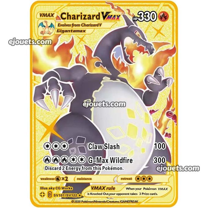 Pokemon Pack de 5 cartes; lot de cartes Pokémon en feuilles dorées; type  Vmax GX Charizard اPikachu, Collection Rare à prix pas cher