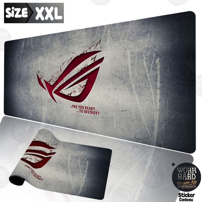 Tapis de souris XXL haute qualité pour PC ,bureau ROG-Gris +Sticker cadeau
