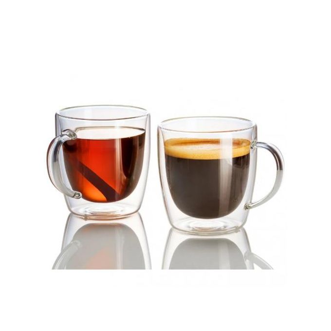 Generic Set de 2 Tasses à café en verre transparent à double paroi, Mugs à  café 250ml à prix pas cher